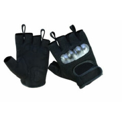 Mens Knuckle Mesh Fingerless Half Finger Black Gel Palm Tactical Gloves