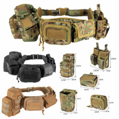 Tactical Molle Waist Belt Military Soft Padded Patrol Combat Battle Web Belt Bag