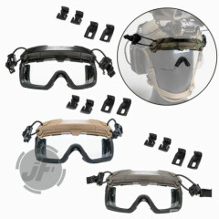 Tactical Helmet Goggles Anti-fog Transparent Lens w/ Rail Clips for FAST Helmet