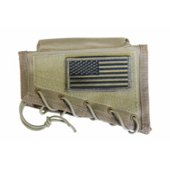 Tan Cheek Rest Stock Riser + USA FLAG Patch For Savage 11 110 12 22 64 A17 93R17