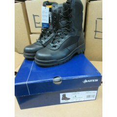 BATES E02320 8" STEEL TOE INSULATED SIDE ZIP BOOTS SIZE 8 REGULAR BLACK LEATHER