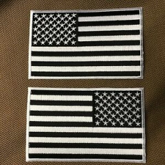 White and Black with White Border American Flag 3" x 5" Patch