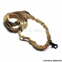 Tactical HIGH STRENGTH Single 1 One Point Bungee Sling Quick Release FDE Earth