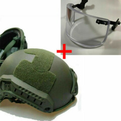 UHMW-PE IIIA Ballistic Bullet Proof Helmet Green (M) + 3A Bulletproof Face Mask 