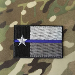 Subdued Thin Blue Line TEXAS State Flag Patch, Law Enforcement