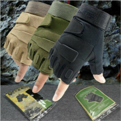 Tactical Army Military Half Finger Gloves Hard Knuckle Motorcycle Hunt Work