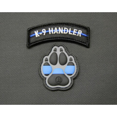 K9 Thin Blue Line PVC Patch Police Dog Handler Patch Set Uniform Patch Hook 