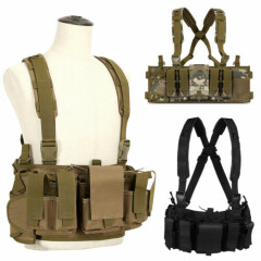  MOLLE Outdoor Airsoft Chest Rig Tactical Modular Vest Pouches Adjustable