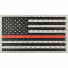 Reflective Printed Thin Red Line USA Flag - 2x3.5 Patch