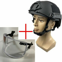 Tactical Aramid Fiber IIIA Ballistic Helmet + Bulletproof Face Guard Shield Mask