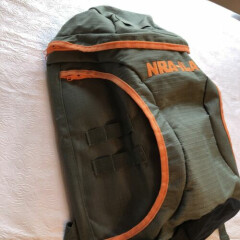 NRA-ILA Backpack Tactical Bag Olive Green & Orange Excellent Condition C77