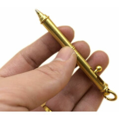 Super Mini Solid Brass Pen, Sign Pen Ballpoint Pen with Ring
