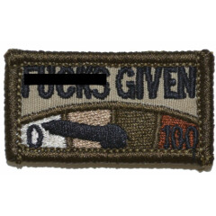 Zero F**ks Given Meter 1x2 Military/ Funny Patch with Hook Fastener