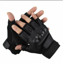 Tactical Gloves Military Rubber Hard Knuckle Gloves Fingerless/Half Size XL