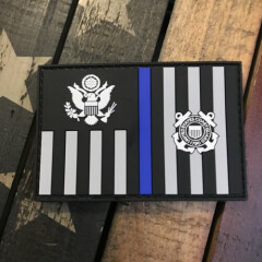Thin Blue Line Subdued Coast Guard Ensign Flag PVC Patch