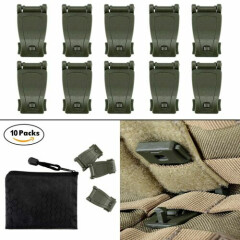 10 Pcs Army Green Multipurpose Molle Bags Buckle Strap Management Tool in Pouch