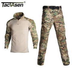Safari Tactical Uniform Sets Army Military Hunting Shirt Pants Elbow Knee Pads