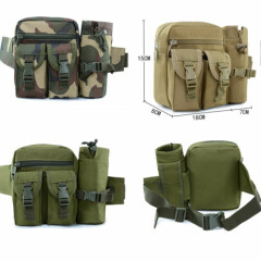 Tactical Waist Pack Pouch With Water Bottle Pocket Holder Molle Fanny Belt Bag