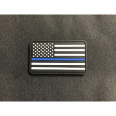 Thin Blue Line PVC US Flag Patch Police SWAT Gang Morale Patch Hook Fastener
