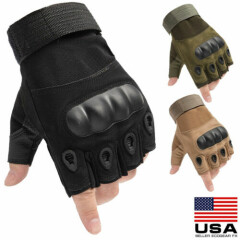 Outdoor Military Tactical Motorcycle Hunting Hard Knuckle Half Finger Gloves