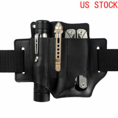 Multifunction Belt Pouch Leather EDC Pouch Flashlight Knife Storage Bag Tool Kit