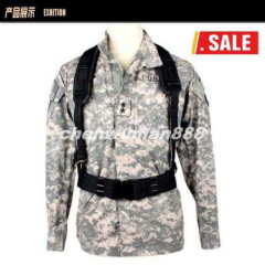 Military Fox Tactical Combat Y-Type Load Bearing Suspenders And Belt Black Drab