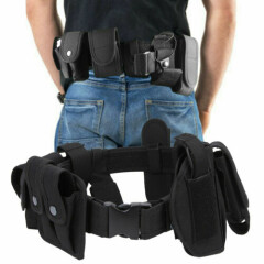 Tactical Police Security Guard Duty Belt Nylon Utility Kit Pouch System Black 
