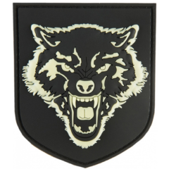 Airsoft Morale Patch Wolf Shield Rubber Patch Glow in the Dark (JTG)