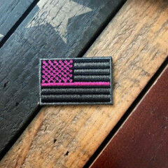 Subdued Thin Pink Line American Flag Breast Cancer Mini Patch