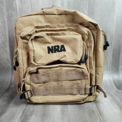 NRA TACTICAL Backpack Range Hunting Bag Desert Tan Khaki 5 Compartments EUC