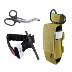 Tactical One Hand TQ Combat Application First Aid + Trauma Shear+ Molle Pouch