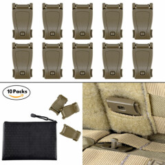 Pack of 10 Brown Multifunctional Tactical Buckle Tools in Pouch for Molle Bags