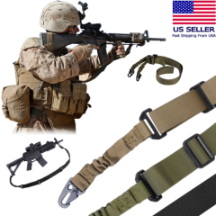 Tactical One Single Point Sling Adjustable Bungee Rifle Gun Sling Strap System