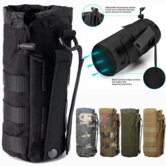 Tactical MOLLE Water Bottle Pouch Drawstring Open Top Travel Water Bottle Holder