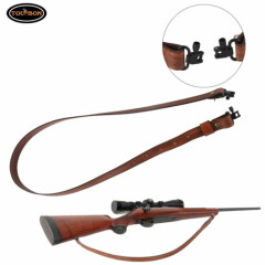 Tourbon Genuine Leather Rifle Gun Sling Long Shotgun Strap Shooting w/1" Swivels