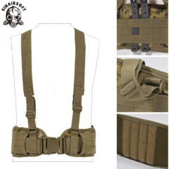 Tactical Molle Waist Padded Belt w/ Suspender Combat Multifunction Hunting Strap