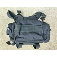 BLACK MOLLE Belt Tactical Duty Waist Pack Multi Pocket Shoulder Strap & Handle.