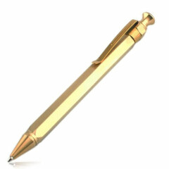 Six-Edge Solid Brass Pen Spring Retractable Ballpoint Pen Tactical Survival tool
