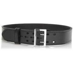 Safariland 875 Duty Belt Edge Stitch, Plain Black, Chrome Buckle, Size 36
