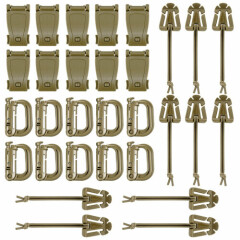 Pack of 30 Coyote Tan Web Dominator Elastic Strings Gear Clip Set for Molle Belt