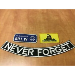 Lot Of 3 Biker Patches Don't Tread on Me Never Forget & A Friend of Bill W