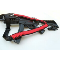 Tactical 550 Paracord Rifle Shotgun Gun Sling Single 1 Point w/QD RED / BLACK