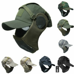 Tactical Foldable Camouflage Mesh Mask With Ear Protection With Cap For Hunting
