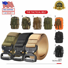 Tactical Casual Military Belt Mens Army Combat Waistband Rigger Belts with Pouch
