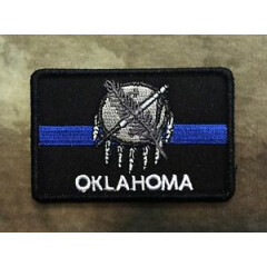 Subdued Thin Blue Line Oklahoma State Flag Patch