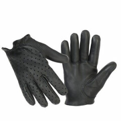 Men's Black Premium Perforated Leather Police Short Tactical Shooting Gloves