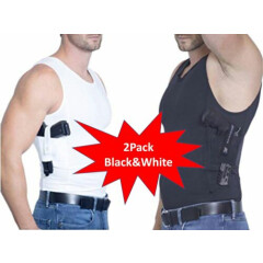 AC UNDERCOVER Men Tank Top Concealed Carry Clothing (Black/White 2-Pack) R-513