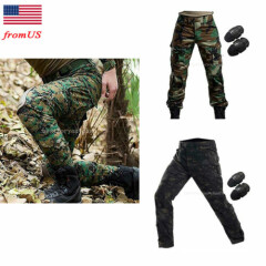 Tactical Military Combat Pants Trousers with Knee Pads for Airsoft Hiking USA