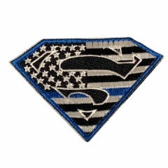 Thin Blue Line Superman Morale Patch Hook & Loop Gear Bag Tac Vest Police