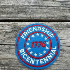 Friendship Bicentennial 1776 Felt Red Blue 2 1/2" Patch